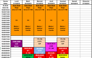 Créneaux et stages vacances de la Toussaint 