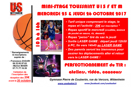 MINI-STAGES JEUNES VACANCES DE LA TOUSSAINT