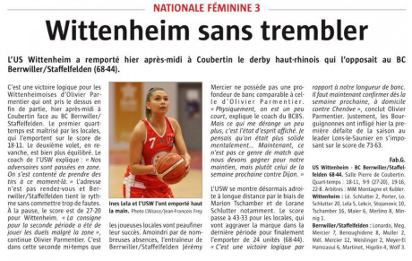 Victoire des SF1 face au BC Berrwiller/Staffelfelden