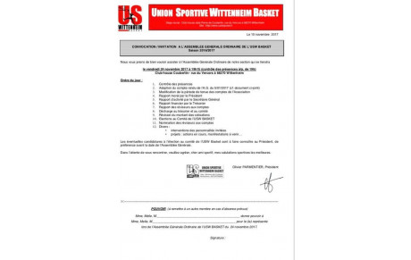 ASSEMBLEE GENERALE SAISON 2016/2017